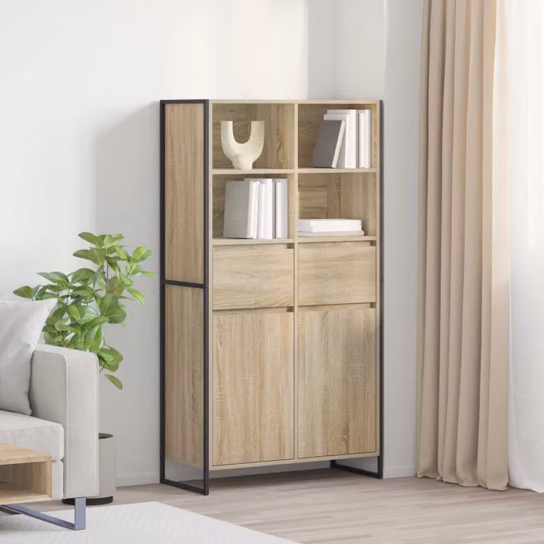 vidaXL Credenza in stile Industrial in Legno e Metallo, Colore Marrone e Beige, L 81 cm x P 36 cm x H 150.5 cm