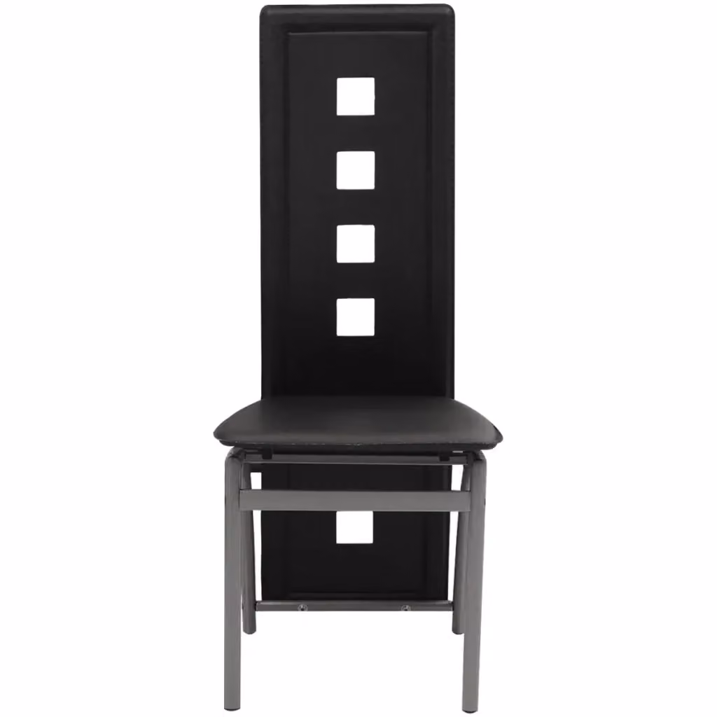 Set di 2 sedie da pranzo e cucina moderne in similpelle nera con struttura in metallo e plastica, Design In, H 110 x L 55,5 x P 43 cm – 2