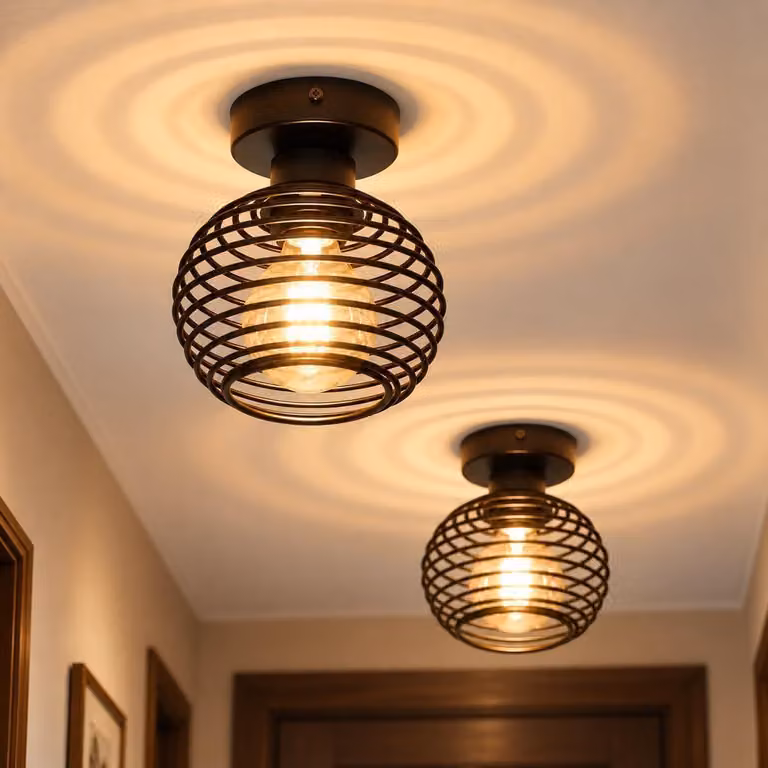 ZMH Set da 2 lampade a soffitto, ideali per corridoi, piccole luci a soffitto nere in stile vintage, attacco E27, lampade da cucina retrò in metallo con paralume aperto, perfette per corridoi, ingressi