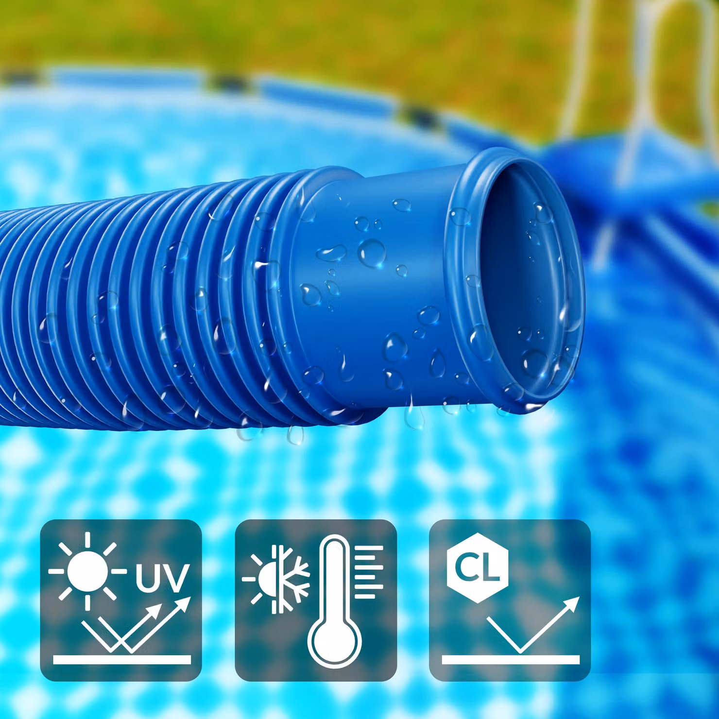 Tubo da piscina Monzana blu in plastica Ø32mm x 14m per manutenzione – 4