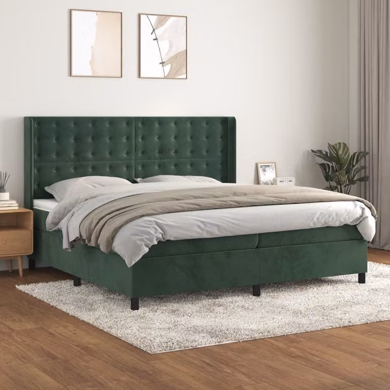 Maison Exclusive - Letto boxspring con materasso verde scuro 200x200 cm velluto