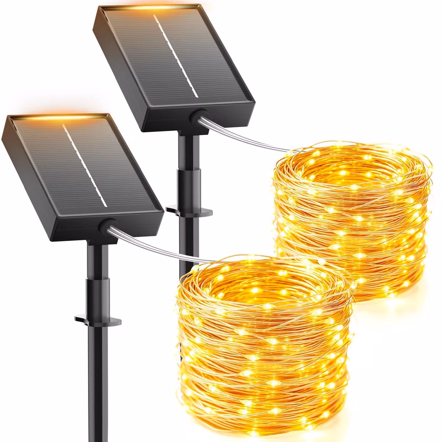 Catena luminosa solare, 80 LED, 8 modalità, cavo da 2 metri, luce bianco caldo