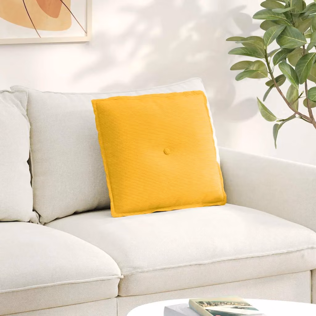 Cuscino per schiena vidaXL in tessuto a coste giallo, L 50 cm x P 45 cm