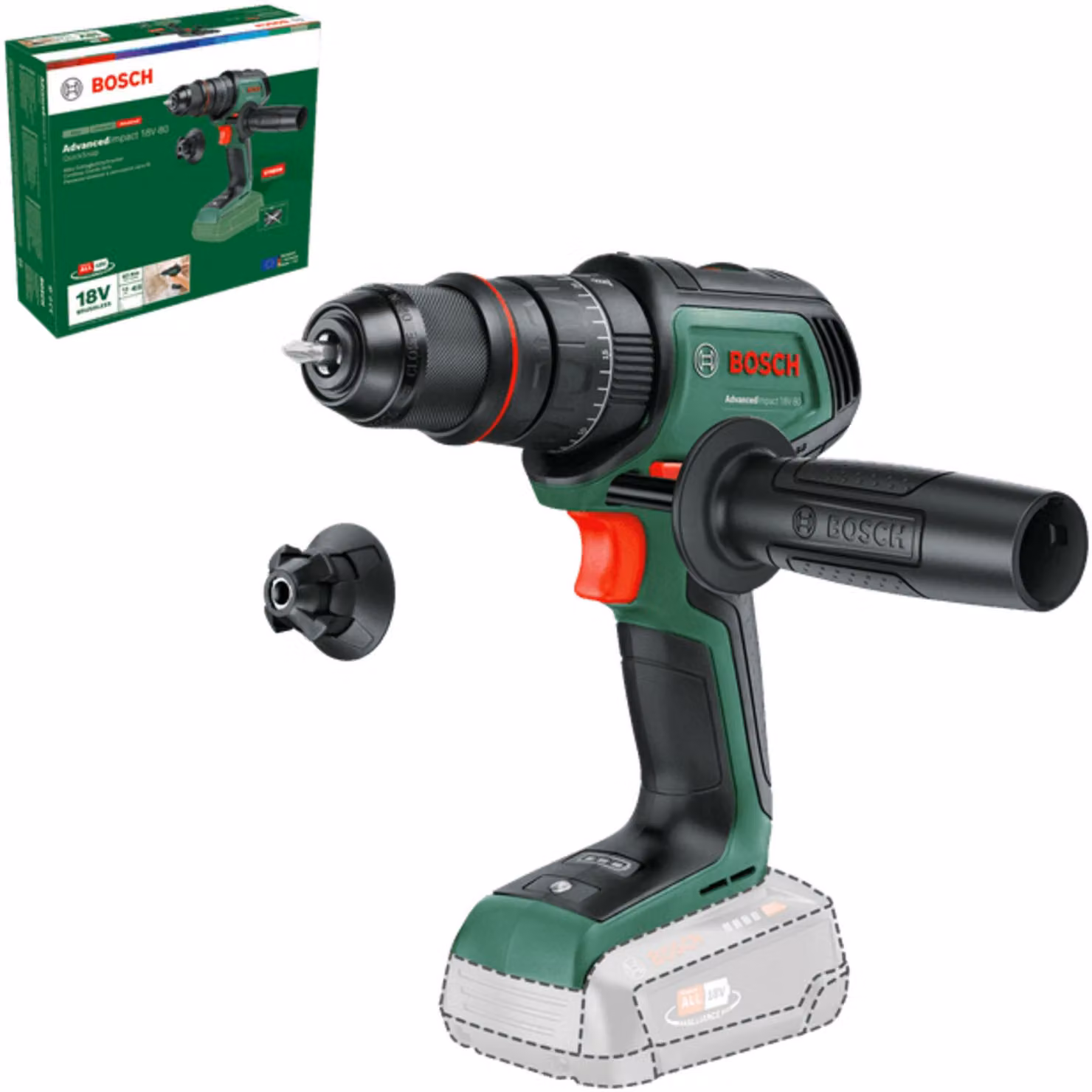 Bosch Home and Garden AdvancedImpact 18V-80 QuickSnap -Akku-Schlagbohrmaschine (06039E2100)