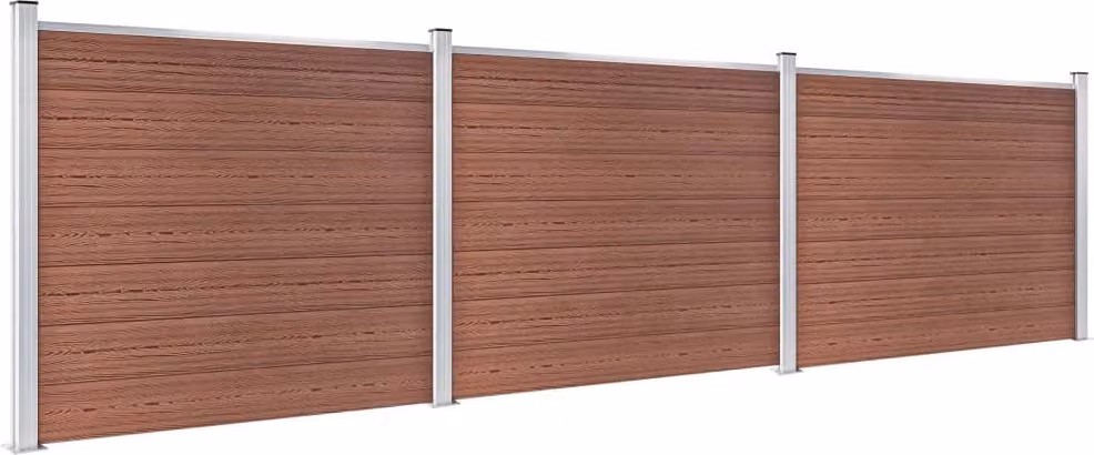 Set Pannello di Recinzione in WPC 526x146 cm Marrone