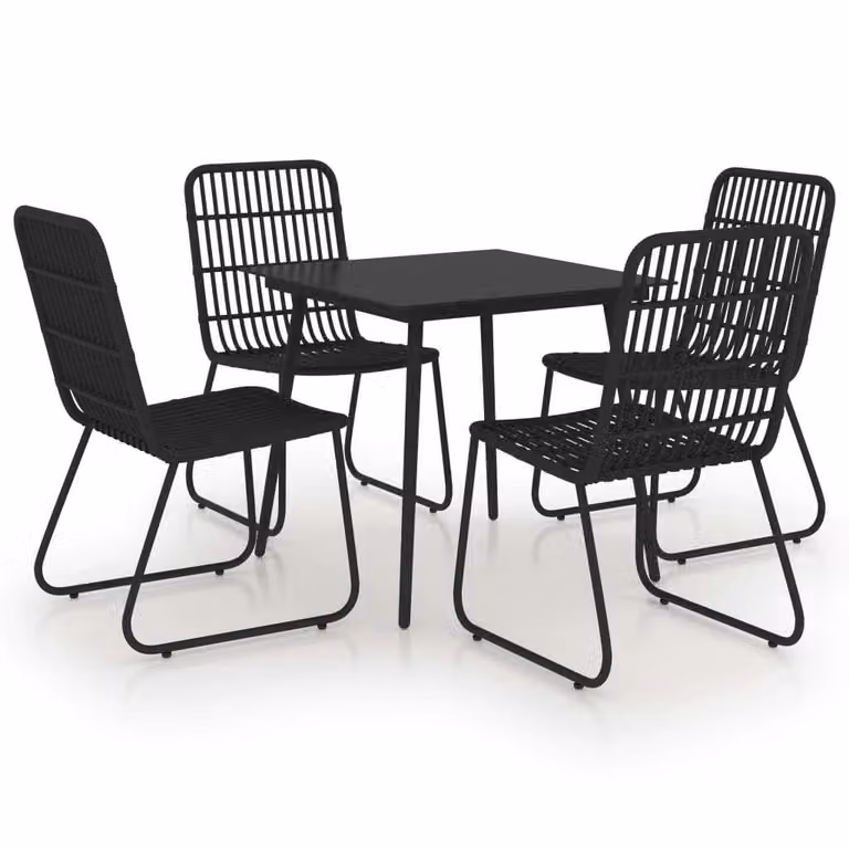 Set da Pranzo da Giardino 5 pz in Polyrattan e Vetro