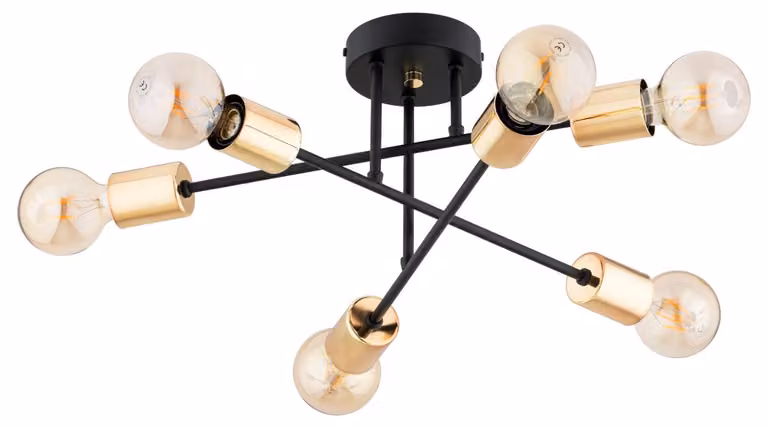 Lampada da soffitto ROSA nero-oro 6xE27x15W in metallo, dimensioni: 22x50x50 cm, IP20, Alfa