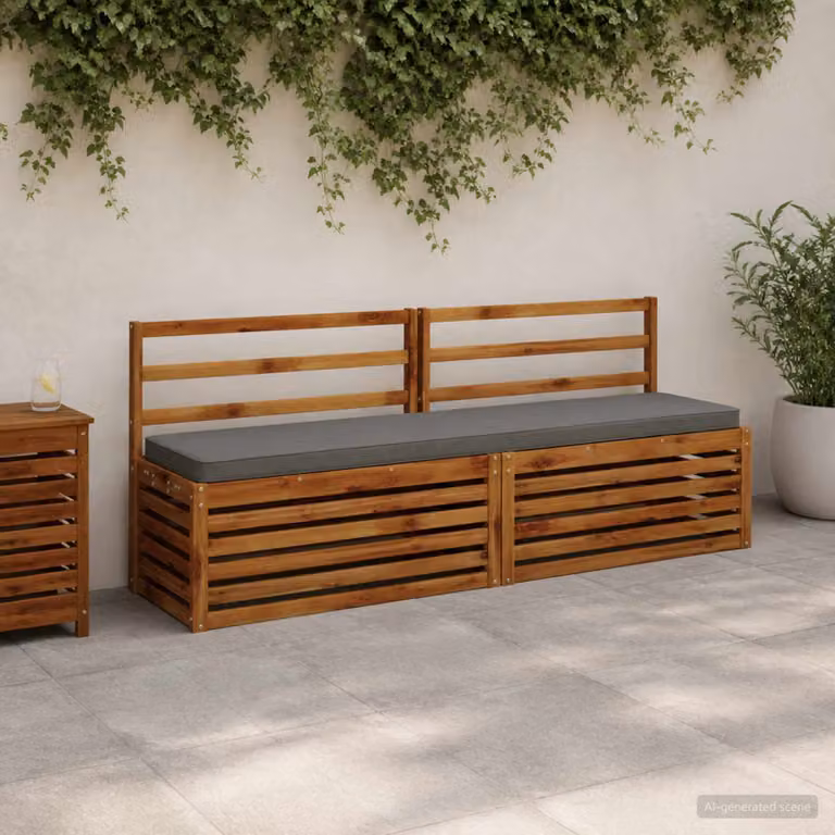 Set di 2 cuscini per panchina vidaXL VUGHT grigi in poliestere con rivestimento rimovibile e resistente ai raggi UV