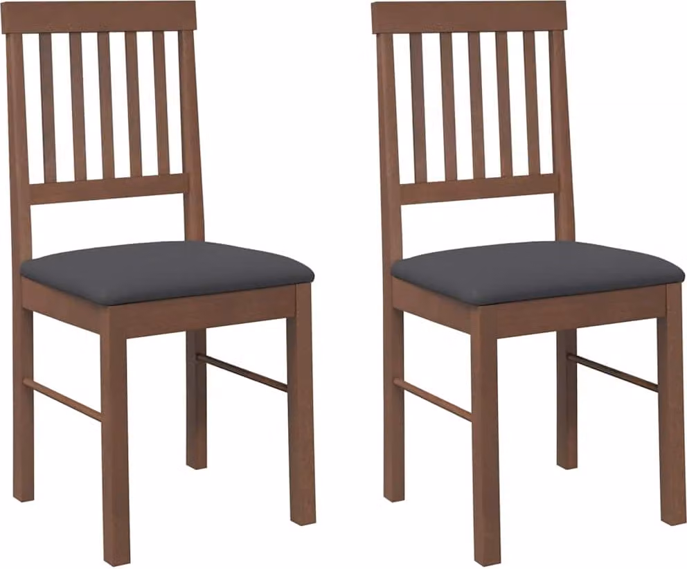 Sedie da Pranzo con Cuscini 2pz Marrone Legno Massello di Hevea