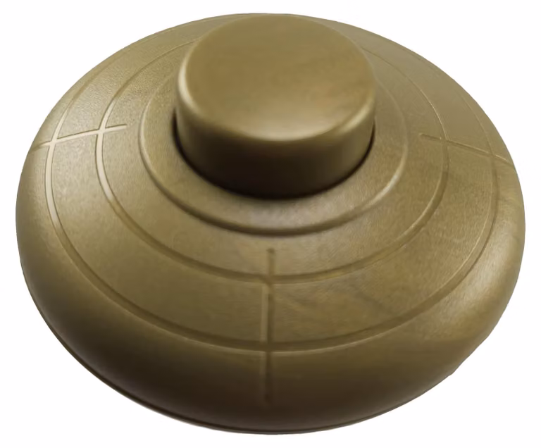 Interruttore a pedale, unipolare, 2 A, 250 V, placcato in oro, forma circolare, diametro 70 mm