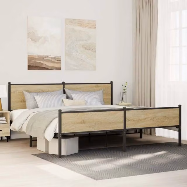 Giroletto senza Materaso in Metallo Rovere Sonoma 193x203 cm 3301403
