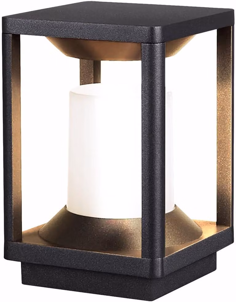 Illuminazione a LED per palo, 20W, nera, grado di protezione IP65, attacco E27, 2200 lumen, 3000K, dimensioni 15x15x24 cm