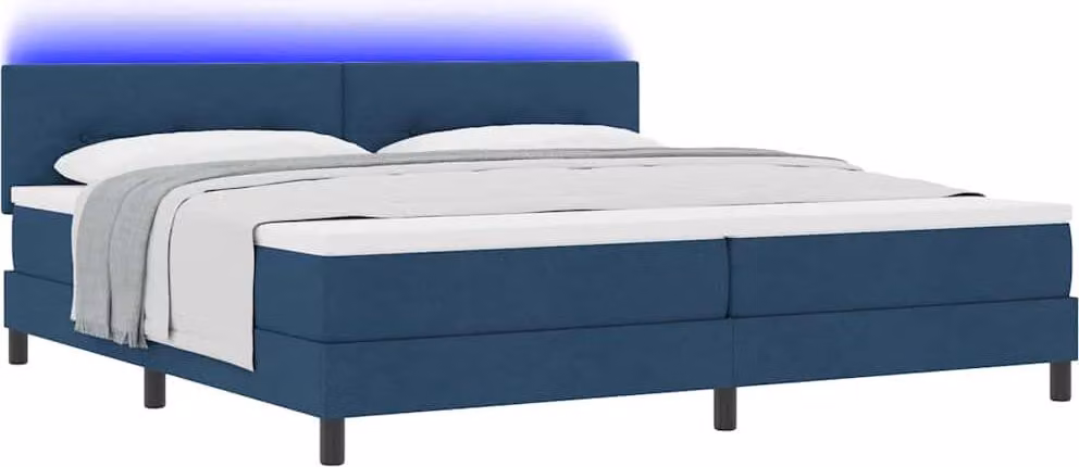 Letto a molle con materasso con led Blu 200 x 200 cm Tessuto