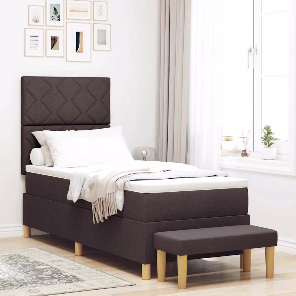 Letto a molle con materasso vidaXL in tessuto marrone con cassetti L: 80 cm, P: 200 cm, H: 128 cm – 1