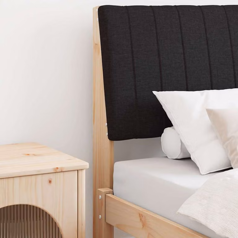 Testiera imbottita moderna vidaXL in pino massello, colore nero, larghezza: 80 cm