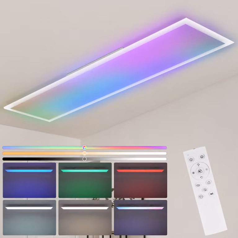 ZMH Pannello LED da soffitto 100x25, lampada da soffitto dimmerabile RGB con retroilluminazione e cambio colore, lampada da ufficio a profilo piatto, 24W, lampada da soffitto per corridoio, cucina e soggiorno