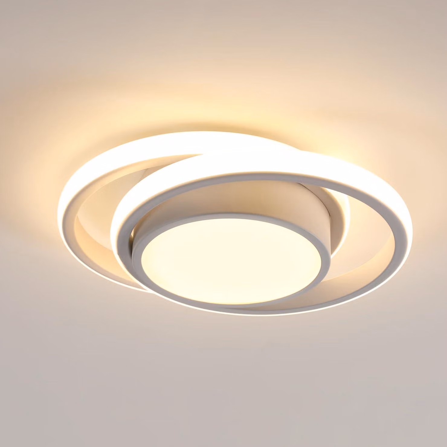 Lampada da soffitto LED moderna ed elegante, 32W, 2350LM, bianca, rotonda, luce bianco caldo, 3000K