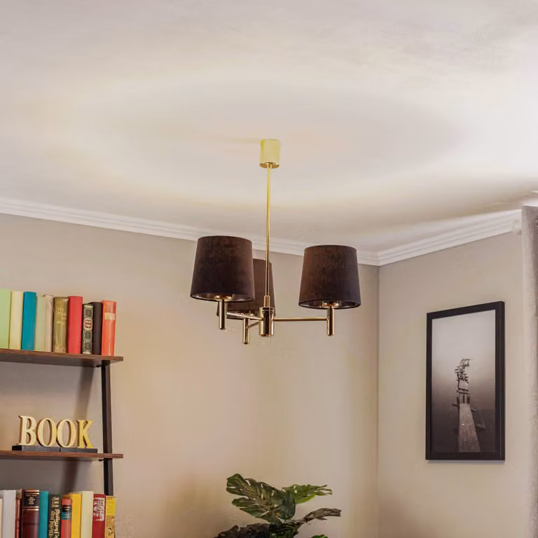 Lampadario a soffitto Polo Argon, dimmerabile, Nero, Soggiorno / Sala da pranzo, Tessuto / Stoffa / Seta, Lampadario
