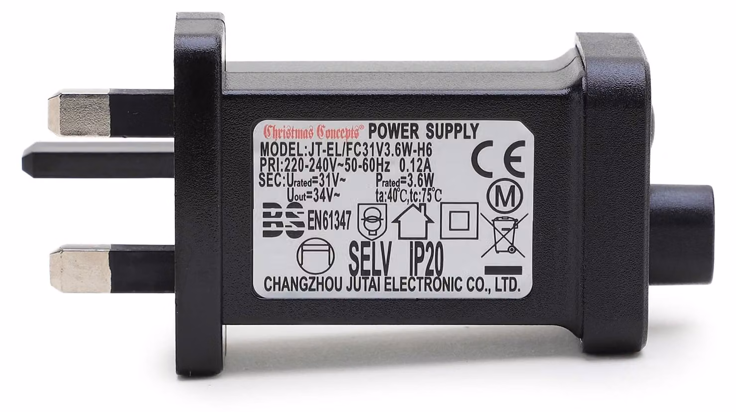 Adattatore da 31V, 3.6W, senza cavo, per luci natalizie
