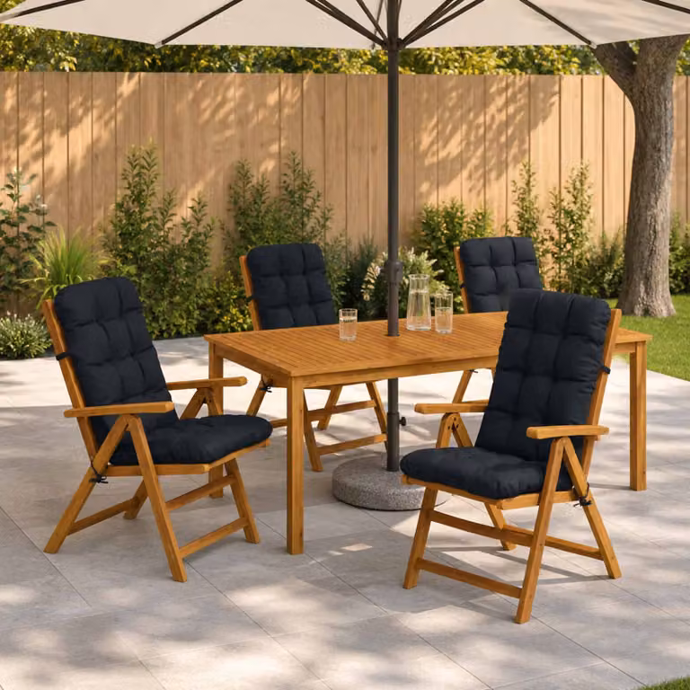 Set di 6 cuscini per sedia alta vidaXL VIANEN in poliestere, lavabili e resistenti ai raggi UV, disponibili in blu o nero