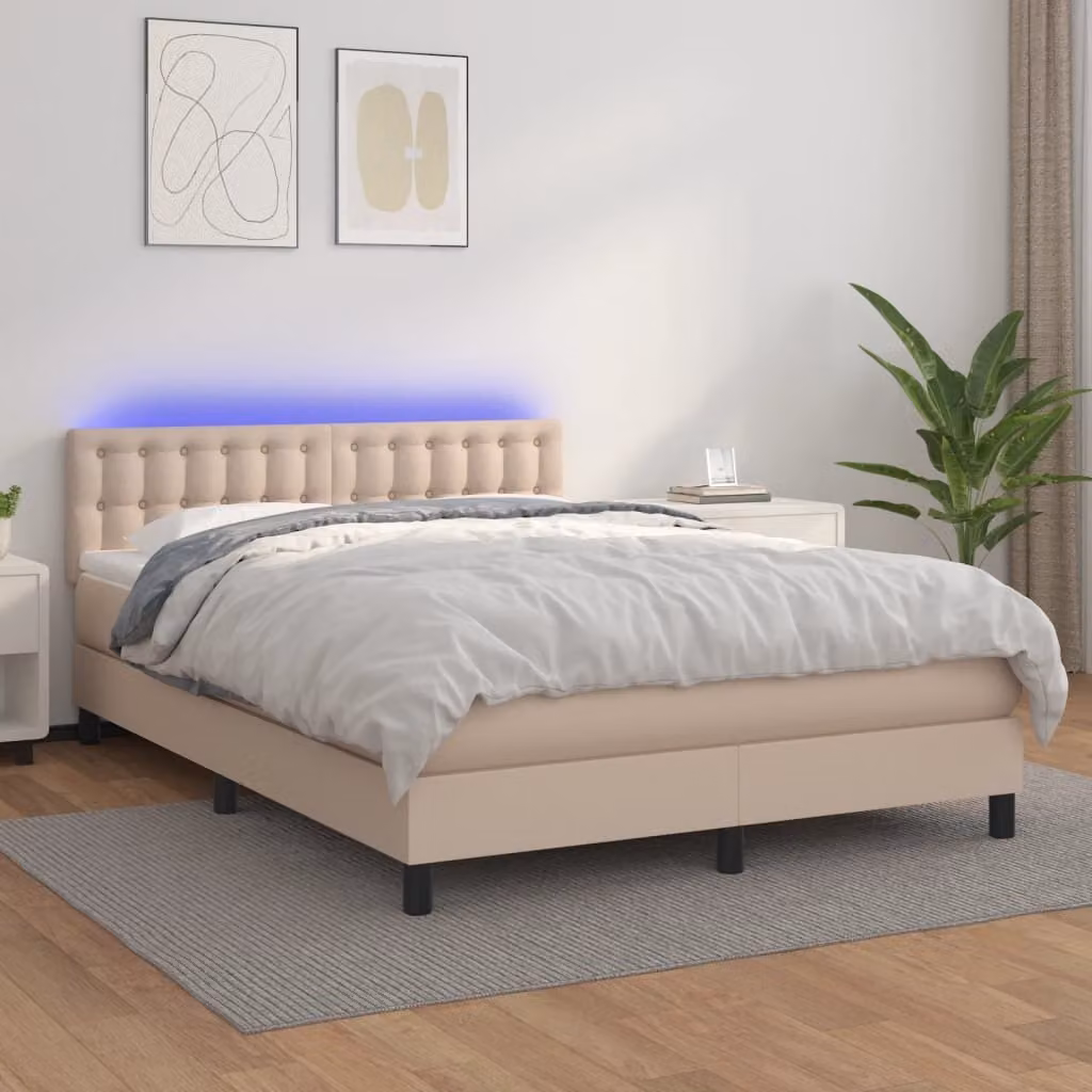 Maison Exclusive - Giroletto Molle Materasso e LED Cappuccino 140x190cm Pelle finta