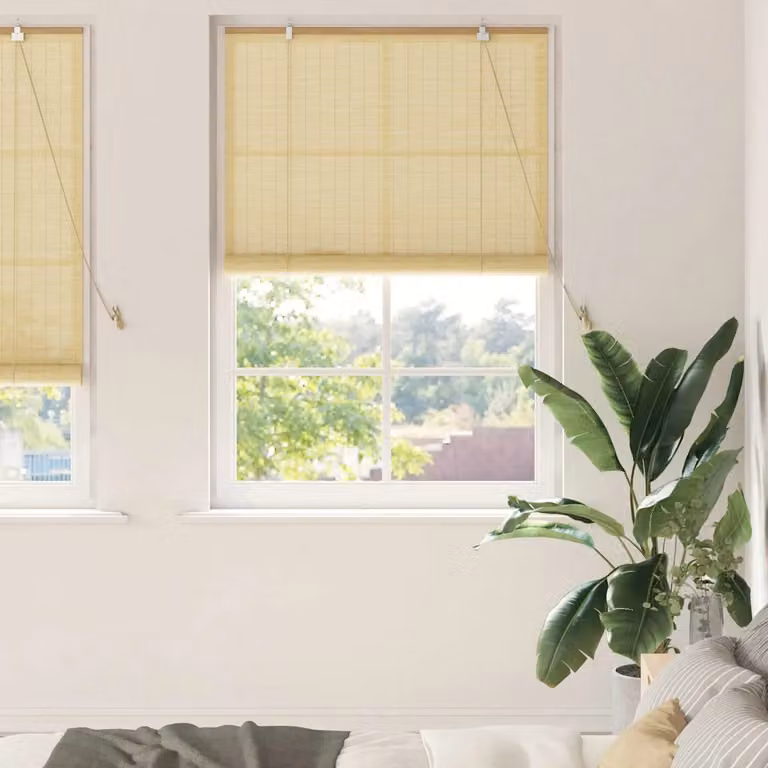 Tenda a rullo vidaXL in bambù color beige e marrone, semi-trasparente e resistente ai raggi UV, L 110 cm x H 220 cm
