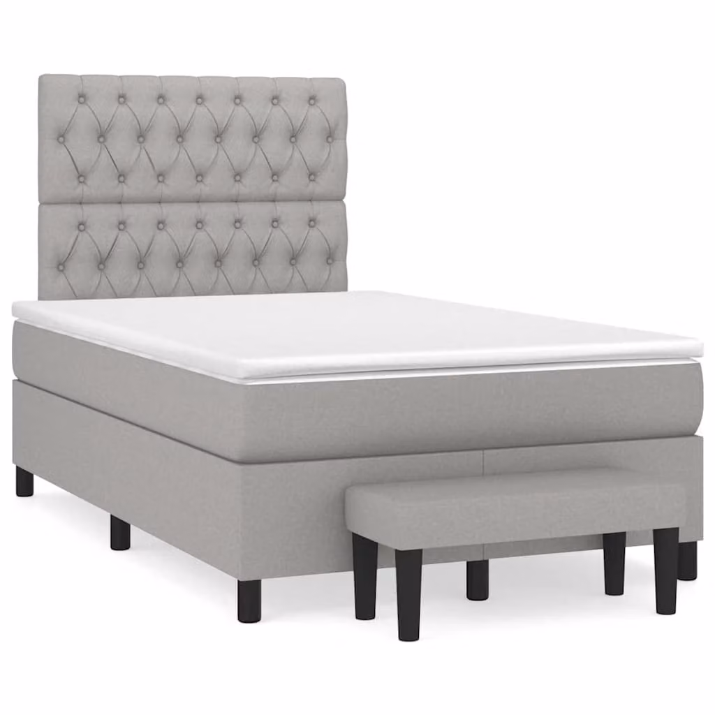 vidaXL Giroletto a Molle Ibrido con Materasso in Tessuto Grigio e Bianco L/P/H: 120 x 200 x 193 cm