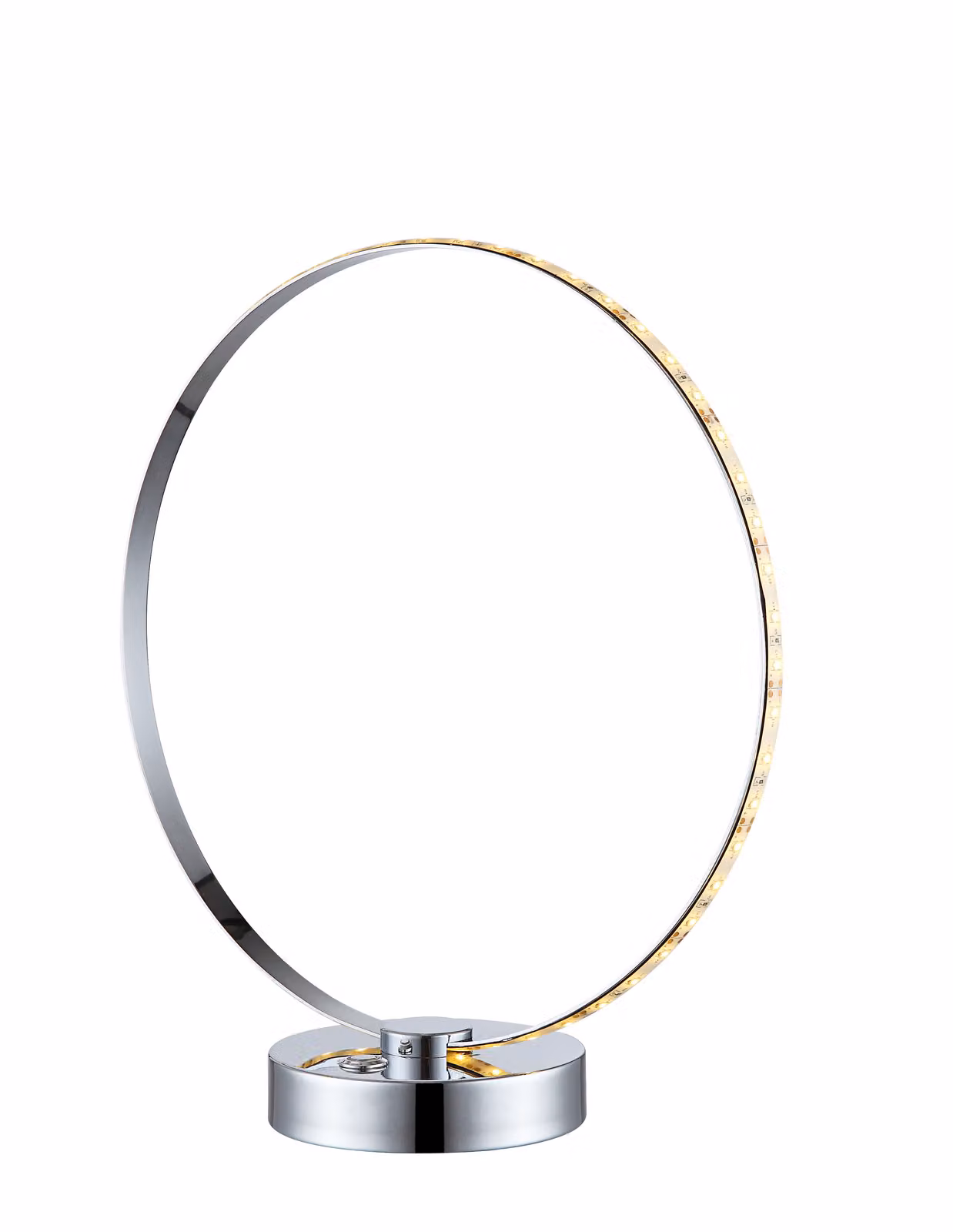 Lampada da tavolo a LED, cromo, argento, design ad anello, H 33 cm