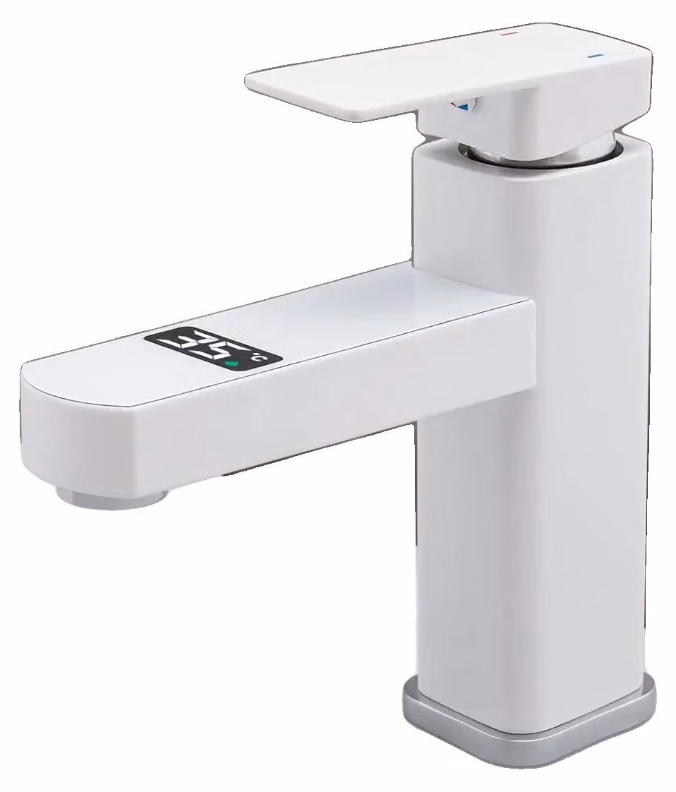 Miscelatore per lavabo, indicatore LED della temperatura, controllo monocomando, BIANCO