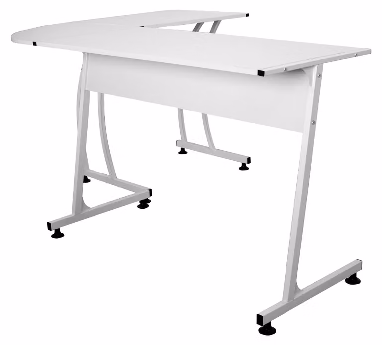Scrivania angolare bianca - 147,5 x 112,5 x 74,5 cm - Metallo e legno