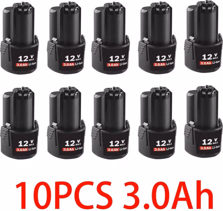 Batteria di ricambio per Bosch 12V, 3000 mAh, compatibile con BAT412A/BAT414/BAT411/BAT412/D-70745GOP/2607336014, viola, 10 pezzi