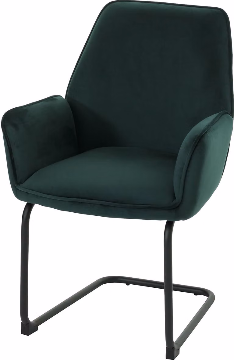 Sedia senza braccioli HWC-G67, sedia da pranzo, sedia da cucina, tessuto/materiale tessile MVG, colore verde