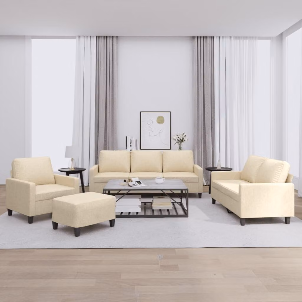 Maison Exclusive - Set divano 4 pezzi con cuscini in tessuto color crema