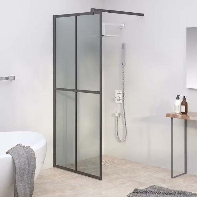 Cabina Doccia Walk-in Rectangular vidaXL con Vetro Temperato Tintato Nero o Grigio L: 80 cm, H: 195 cm