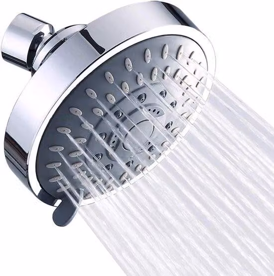 Soffione doccia con funzione a pioggia ad alta pressione - Soffione doccia robusto con snodo metallico regolabile - Esperienza doccia rilassante anche con bassa pressione dell'acqua - Cromo - Pezzo unico