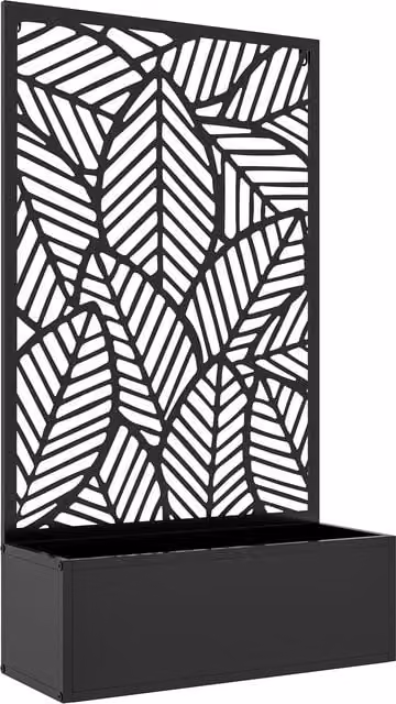 Fioriera Rialzata con Spalliera Decorativa per Rampicanti Outsunny in Metallo, Nero, L: 61 cm, P: 23 cm, H: 113 cm
