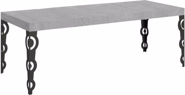 Tavolo allungabile Itamoby Karamay Premium con piano effetto cemento grigio e gambe in metallo antracite, L: 160-420 cm, P: 90 cm