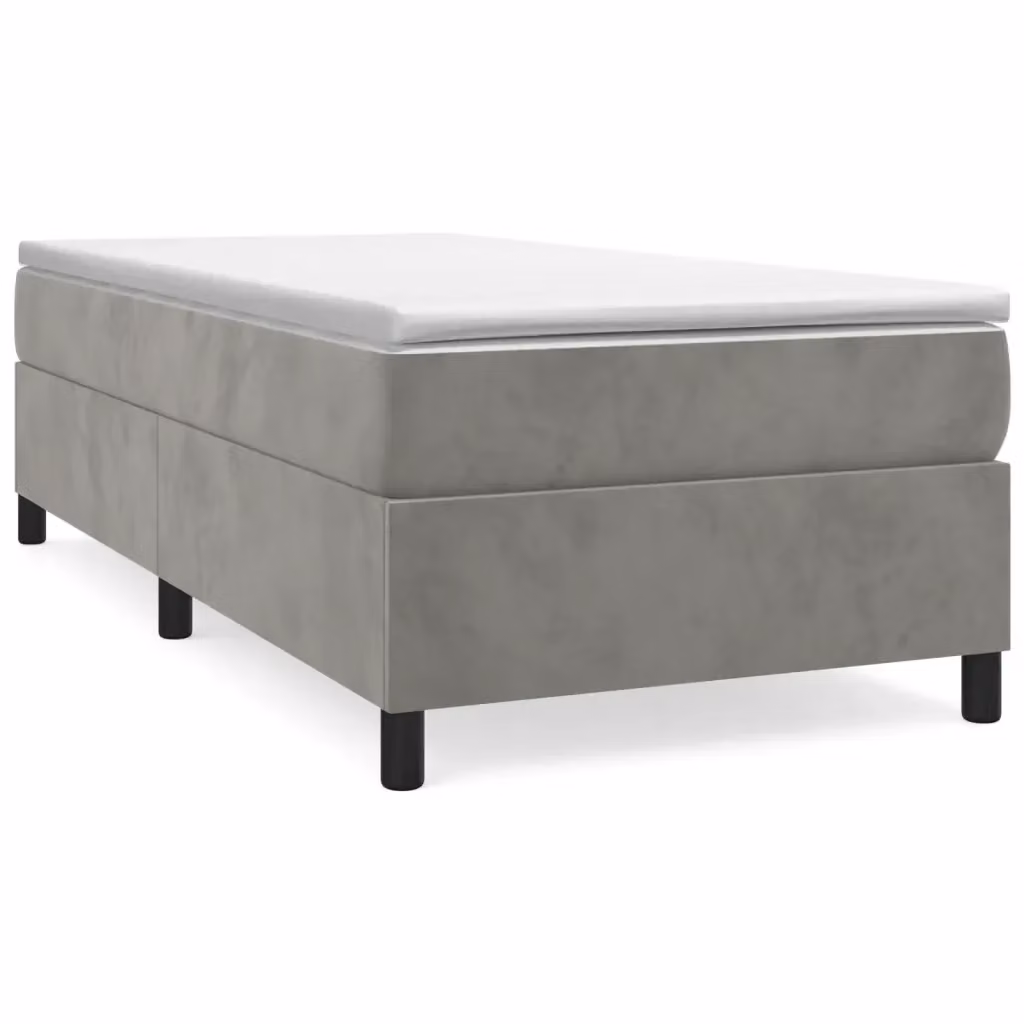 Letto Ibrido vidaXL con Giroletto a Molle e Materasso in Velluto Grigio e Bianco L/P/H: 203 x 100 x 35 cm – 2