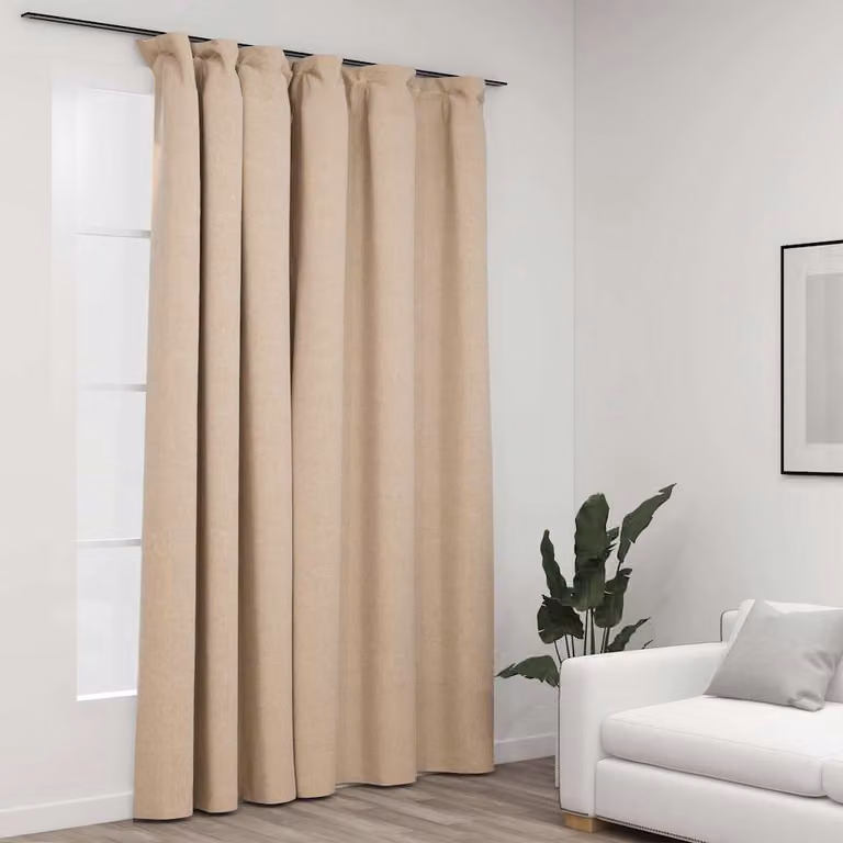 Tenda Oscurante con Effetto Lino vidaXL, Beige, L: 290 cm, H: 245 cm