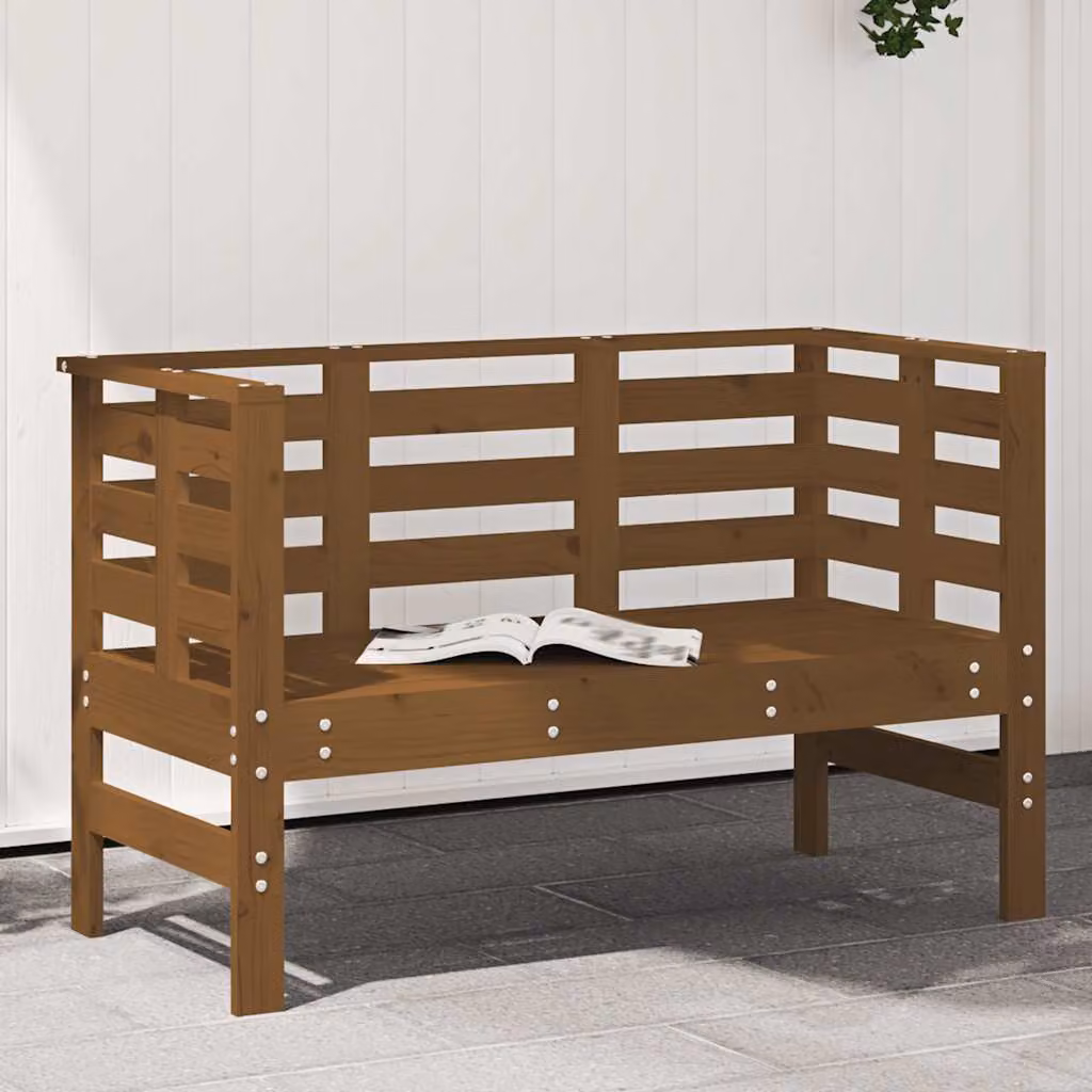 Panca da giardino vidaXL in legno di pino marrone con braccioli L/P/H: 111,5 x 53 x 71 cm