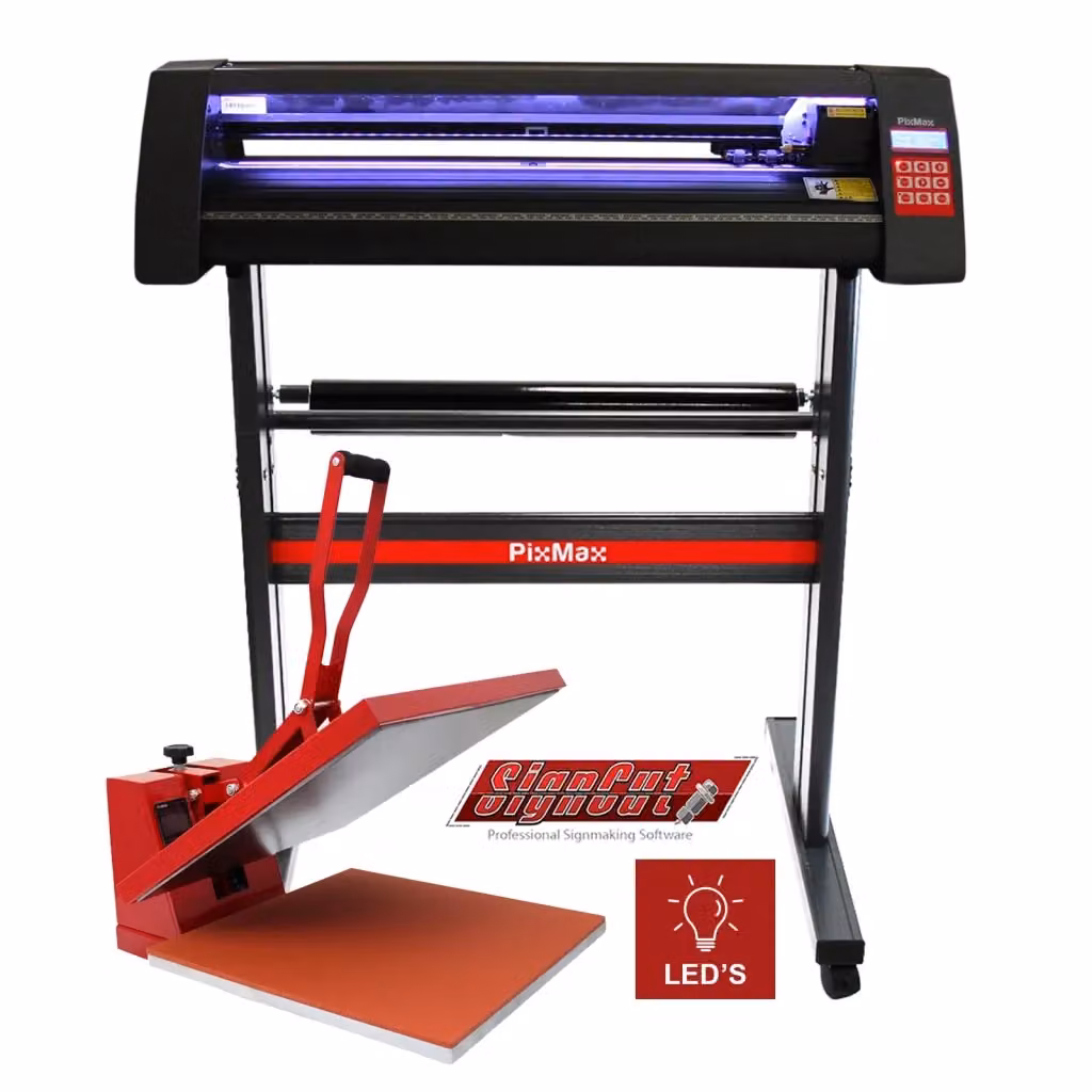 Kit PIXMAX composto da Plotter per Taglio Vinile con Guida Laser e Software incluso per 12 mesi e Termopressa per Sublimazione, Colore Nero, Dimensioni Pressa: 50x50 cm – 2