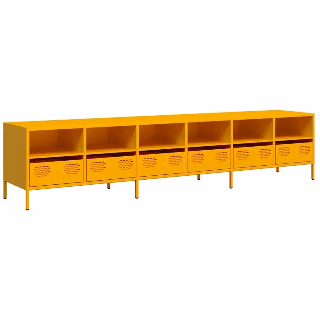 Mobile TV vidaXL Giallo con struttura in metallo L: 202 cm, P: 39 cm, H: 43,5 cm – 2