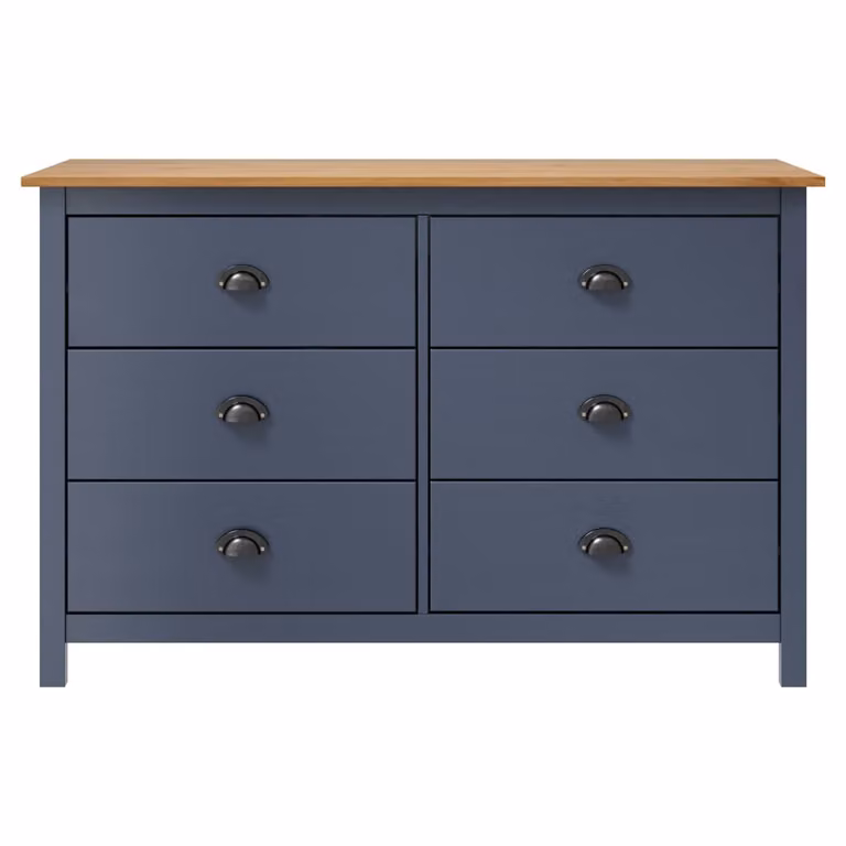Credenza Hill Grigia 125x40x80 cm in Legno Massello di Pino