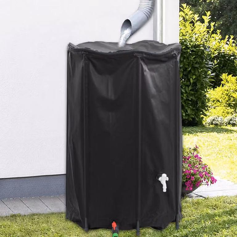 Serbatoio per acqua vidaXL in PVC nero con rubinetto, filtro e controllo del flusso, capacità 1000 l