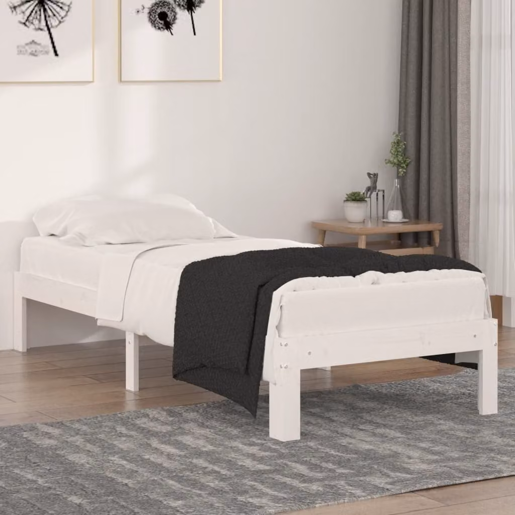 The Living Store Letto in legno massiccio bianco 75x190 cm