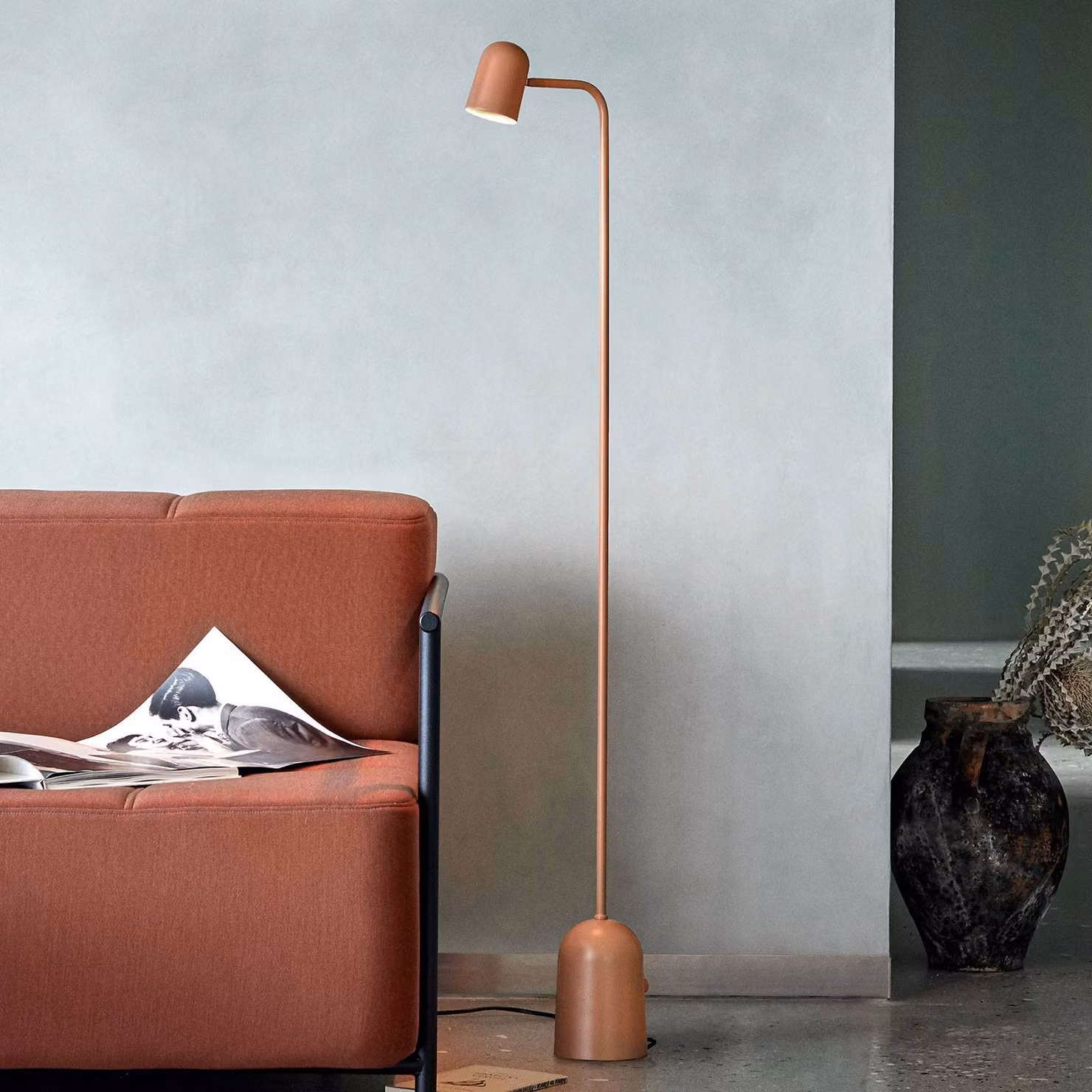 Northern Lampada da terra di design Buddy floor, dimmerabile, Crema / Ambra, Soggiorno / Sala da pranzo, Metallo, Scandinavo, Lampada da terra