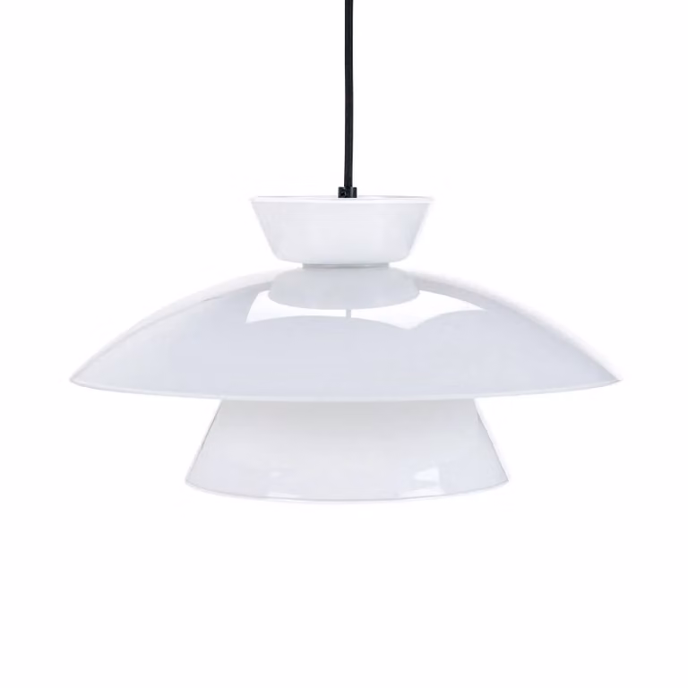 Dyberg Larsen Lampada a sospensione in vetro Valby, dimmerabile, Bianco / Opale, Soggiorno / Sala da pranzo, Vetro, Scandinavo, Lampada a sospensione
