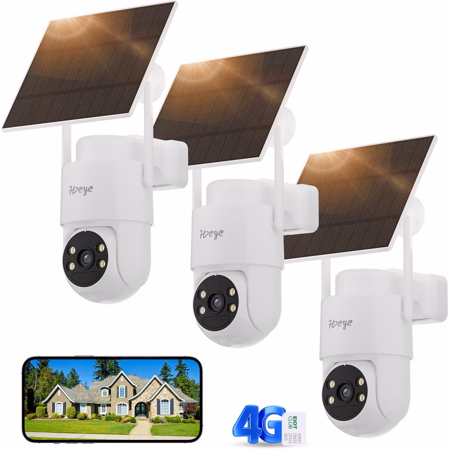 3X HDeye SP3 4MP 4G Telecamera di sicurezza con PIR e audio bidirezionale - Batteria con autonomia di 3 mesi, riconoscimento AI, IP65