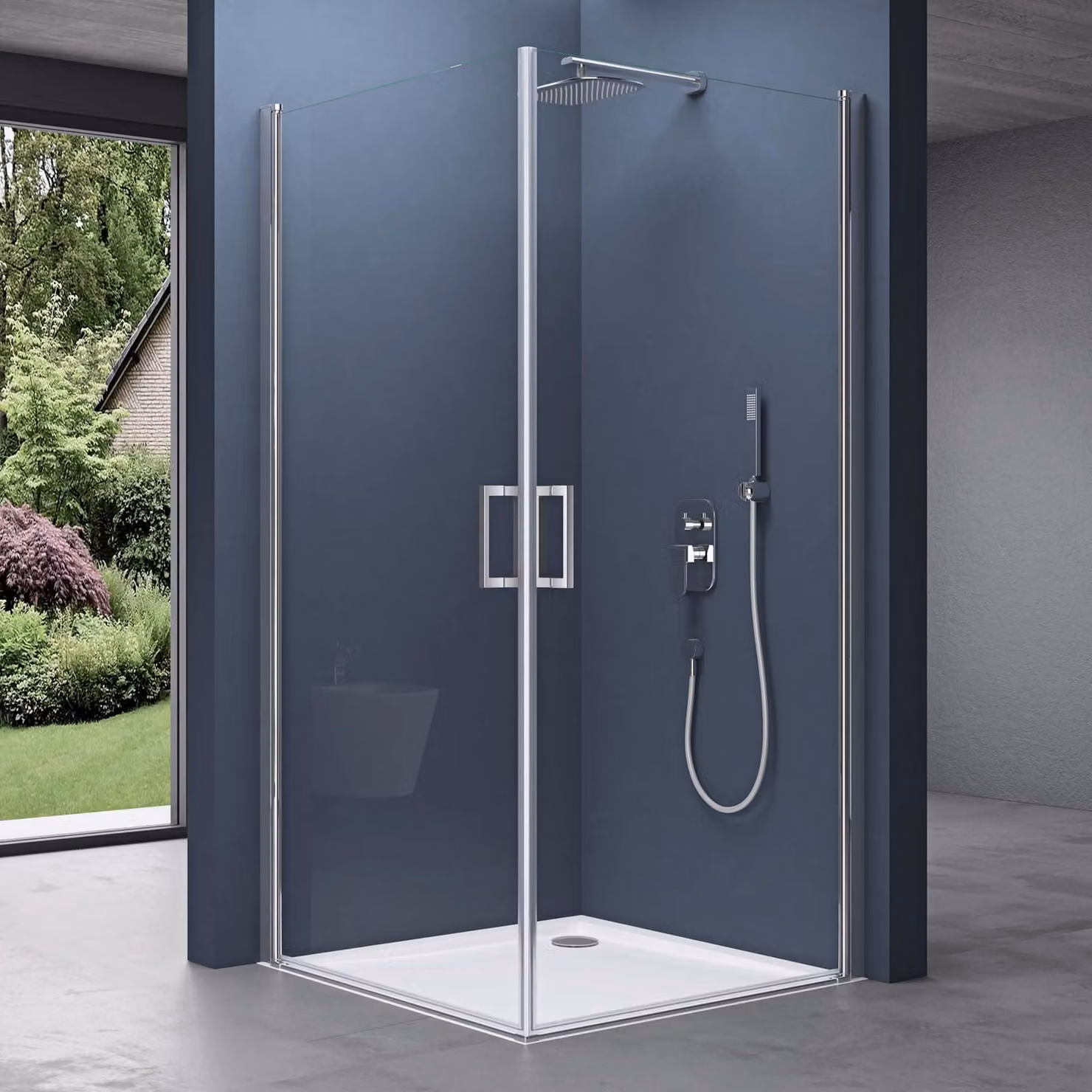 doporro Box Doccia Angolare 70x70x195 cm con Doppia Porta Battente Tipo Saloon, Vetro Temperato Trasparente 6 mm Easy-clean, Installazione Reversibile con Profilo in Alluminio Cromato - Ravenna24