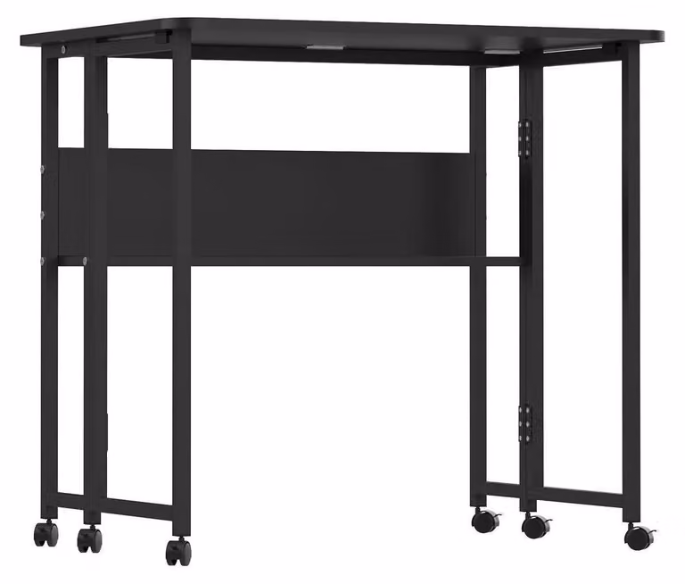 Scrivania regolabile in altezza su ruote, dimensioni 80 x 58 x 75 cm, colore nero